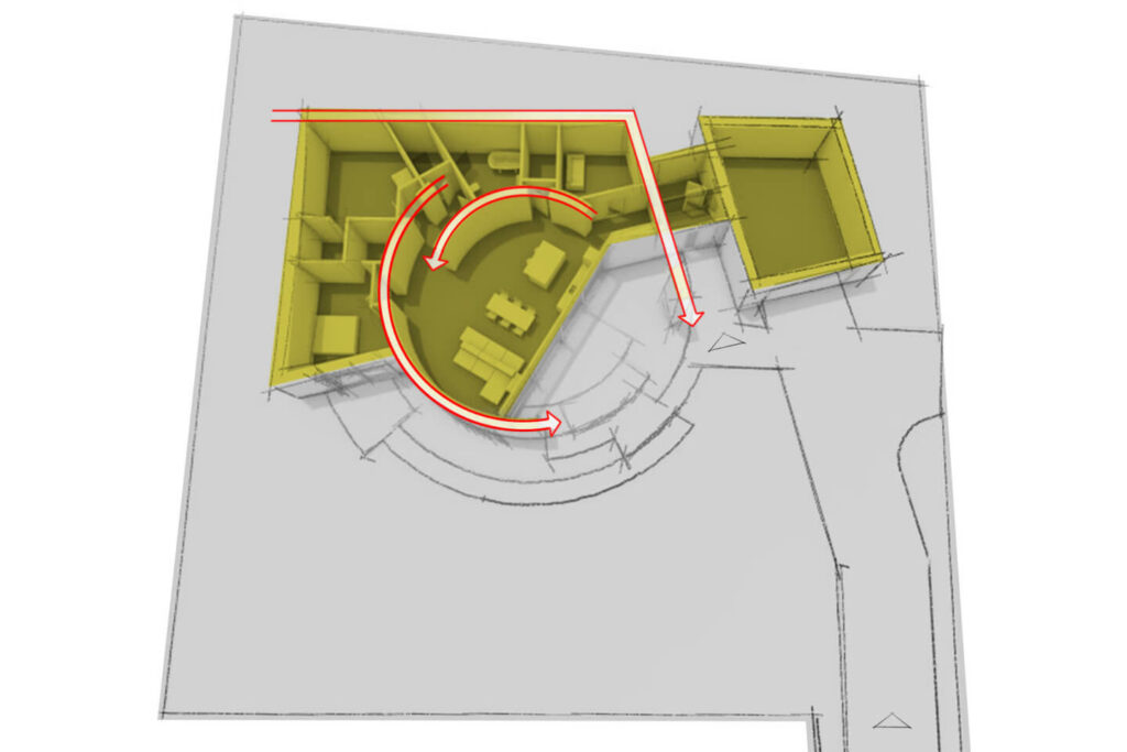 Projekt domu, architekt Kraków. Indywidualny projekt nowoczesnego domu parterowego. Pracownia projektowa - architekt Łukasz Pióro. Dom - model 3D, rzut - projekt od architekta.