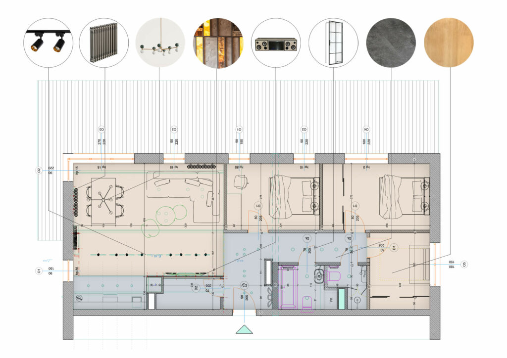 Projekt modernizacji wnętrza oraz projekt tarasu apartamentu w Krakowie