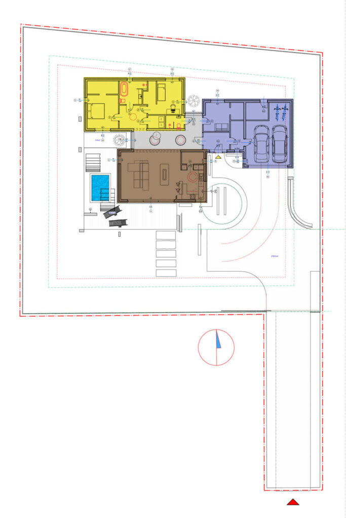 Projekt domu, architekt Kraków. Indywidualny projekt nowoczesnego domu parterowego. Pracownia projektowa - architekt Łukasz Pióro. Dom - model 3D, rzut - projekt od architekta.